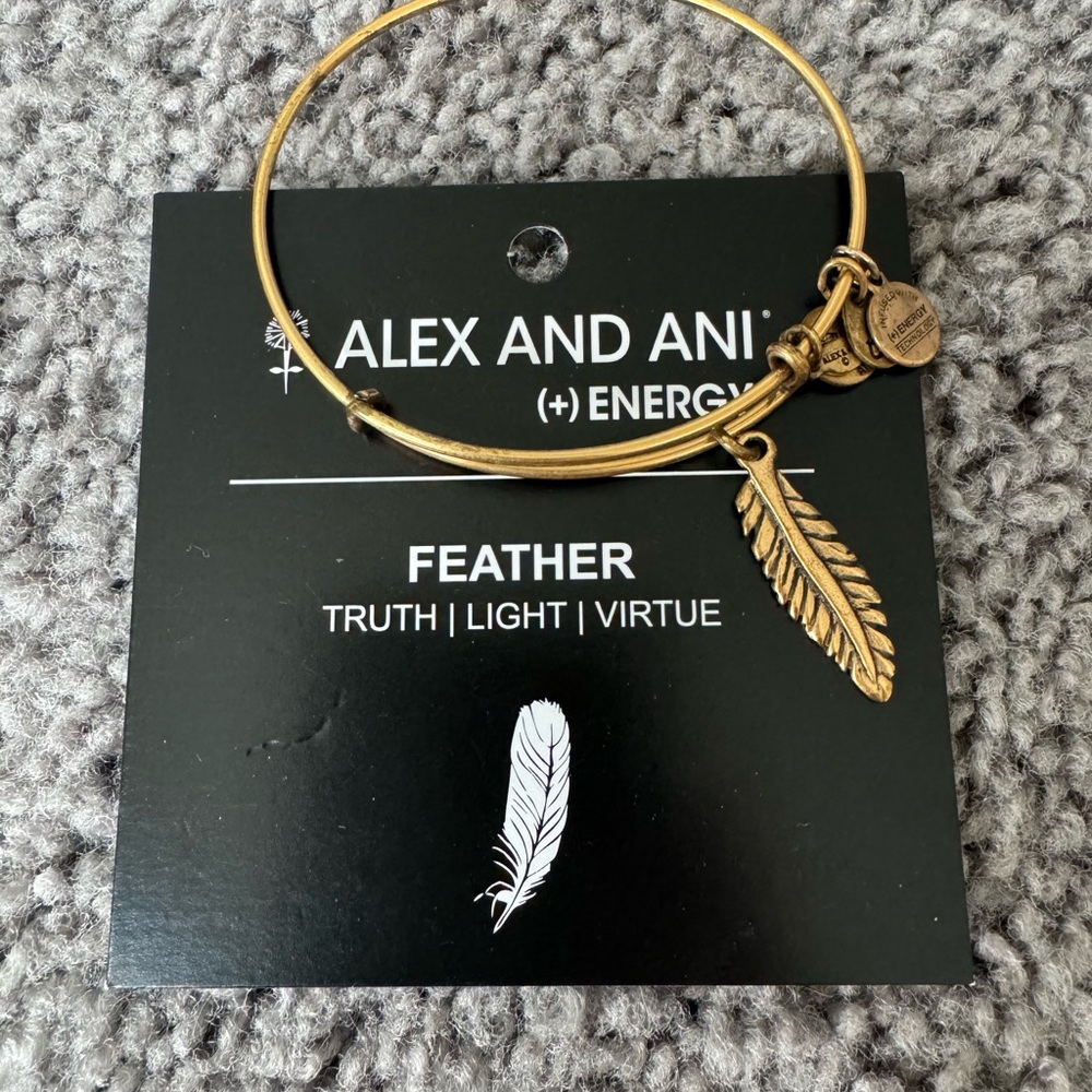 Alex and Ani Gold Feather Charm Bracelet